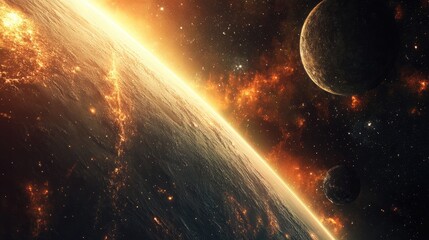 Wall Mural - image of outer space in a 3d cartoon rendering mixed media