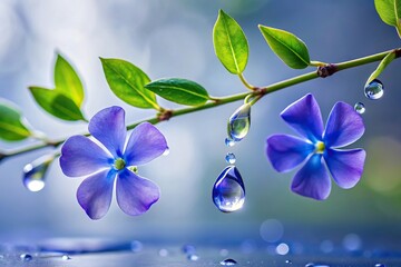 Periwinkle droplets falling from a branch, water, nature, droplet