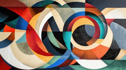Poster - Original geometric design artwork featuring abstract art murals and carpet patterns