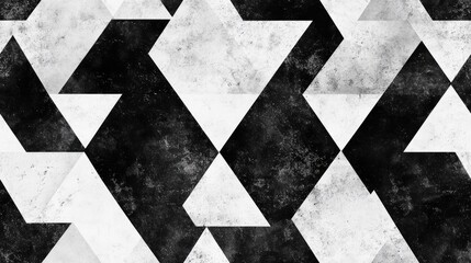 Poster - Black and white triangular pattern texture backdrop