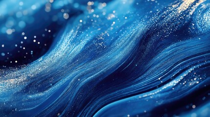 Poster - Elegant abstract blue background featuring glitter and flowing wave patterns