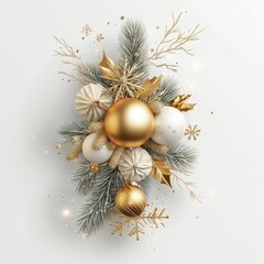 Wall Mural - merry christmas and happy new year holiday white banner illustration. xmas design with realistic 3d 