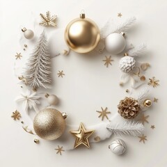 Wall Mural - merry christmas and happy new year holiday white banner illustration. xmas design with realistic 3d 