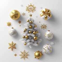 Wall Mural - merry christmas and happy new year holiday white banner illustration. xmas design with realistic 3d 