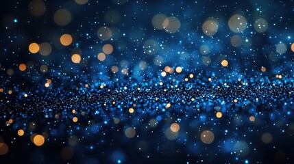 Poster - a mesmerizing display of blue and golden bokeh lights shimmering against a dark background, creating