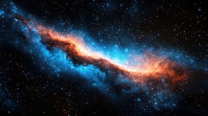 a breathtaking view of a vibrant galaxy illuminated by swirling clouds of blue and orange gases in t