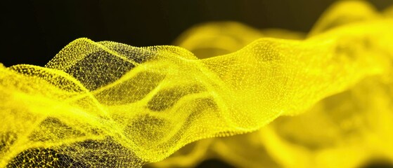 Aufkleber - Abstract yellow wave patterns on a dark background, reminiscent of flowing energy or sound waves.