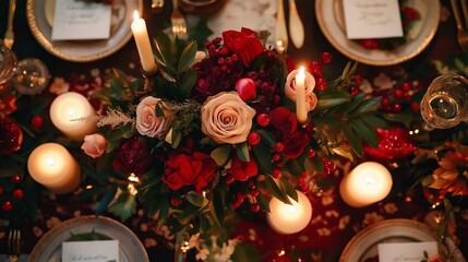 Aufkleber - A festive table setup for a holiday gathering