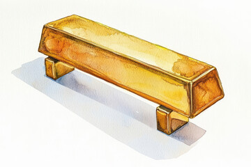 A shiny gold bar resting on a flat surface, showcasing its smooth texture and rectangular shape.