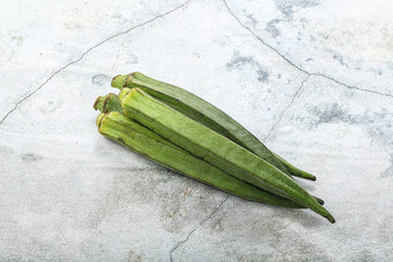 Green ripe tasty okra tropical vegetable