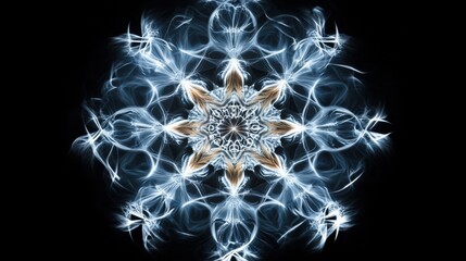 Aufkleber - Delicate designs emerge from the dark, showcasing beautiful, symmetrical shapes that evoke the essence of snowflakes in winter. Generative AI