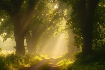 Wall Mural - Sunlight in the forest, nature background.