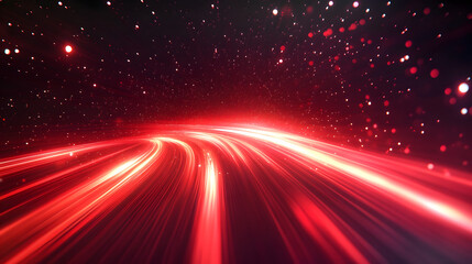 Wall Mural - abstract red lines depict the speed of the road in red. red light trails on a dark background, with 