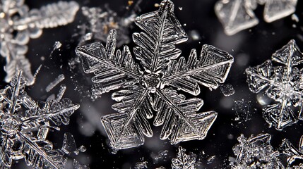 Canvas Print - Close up of snow crystals in winter.