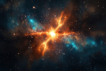 Wall Mural - a celestial burst of light and color in a starry sky