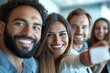 © Richa - Multiracial group of people taking selfie at office, Generative AI