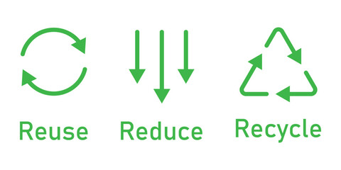 Poster - reuse, Reduce, recycle icon set, triangle recycling arrows icon. arrow sync rotation outline icons vector.