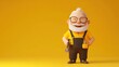 © LesaMurina Coll - A cheerful cartoon grandfather character with tools, set against a bright yellow background.