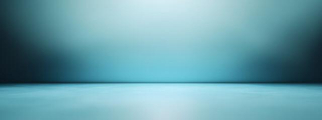 Poster - Abstract pastel teal color and gradient cyan light background with mint green table backdrops display product design. Turquoise empty space room for showing. Blur 3D render podium stage vector texture