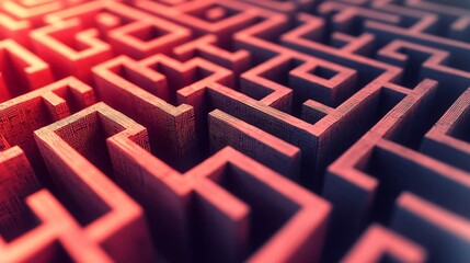 Close-up of a red and purple textured maze.