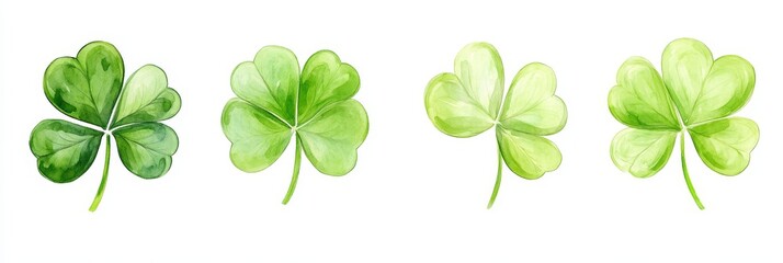 Wall Mural - Four Leaf Clover Isolated on White Background, Symbol of Luck and Prosperity, Vibrant Green Color, Delicate Leaf Structure