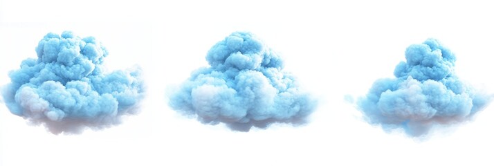 Wall Mural - Soft light blue cloud, gently shaped, isolated against a white background, evoking tranquility and serenity in a minimalist style
