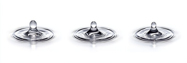 Wall Mural - Water droplet creating ripple effects, isolated on a smooth surface, showcasing dynamic movement and fluidity in a serene environment.