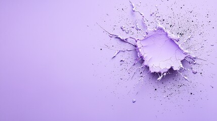 Poster - A  shot of a weathered wall with cracks and visible holes, set against a deep purple background, creating an eye-catching blend of texture and color.