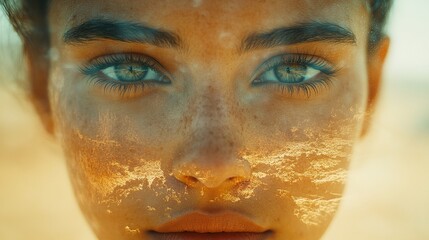 Wall Mural - Desert Dreamscape: A Portrait Merged with Arid Beauty