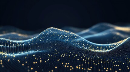 Fototapete - Soft waves of luminous energy undulate harmoniously in a futuristic digital atmosphere