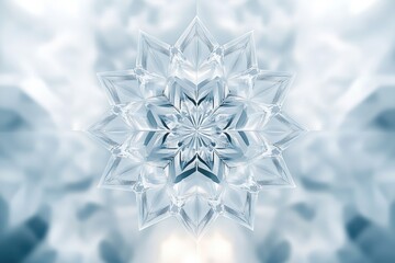 Leinwandbilder - Delicate, symmetrical shapes evoke the beauty of snowflakes, creating a serene and cool blue ambiance that captures winter's essence. Generative AI