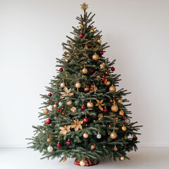 Wall Mural - decorated christmas tree for new year isolated on white background
