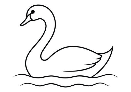 One Line Art of a Swan Gliding on Water – Minimalist Nature Vector