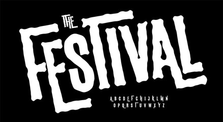 Leinwandbilder - Rebelious impuctful font, rough bold letters, punk fest font for alternative music festival, rock concert dynamic poster, distorted headline, wild striking lettering. Vector typeset