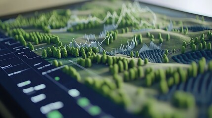Poster - Close-Up of Tablet Displaying Financial Data Landscape
