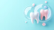 © LiezDesign - Dental health concept, tooth with a protective bubble around it on a simple blue background.