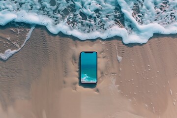 Realistic POV capture showing a hand holding a mobile phone with a blank white screen open to a messaging app interface Stock Photo with copy space
