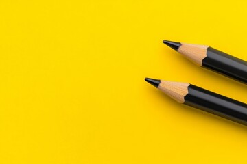 Poster - Two black pencils on a yellow background. The pencils are sharpened and ready to use
