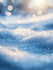 Leinwandbilder - The soft glow of sunlight reflects off sparkling snow, creating a tranquil winter ambiance in a snowy landscape. Generative AI