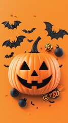 Poster - halloween pumpkin on a black
