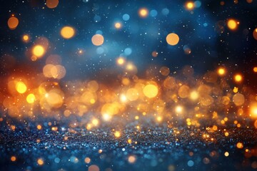 Poster - The night sky glimmers with stars, enhanced by vibrant abstract Christmas lights that evoke a festive mood in winter. Generative AI