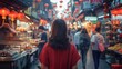 © wijayanto - Woman Walking Through a Chinese Street Market