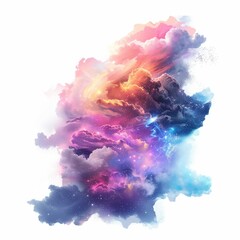 Poster - Abstract image of colorful clouds forming a universe with bright lights