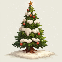 Wall Mural - beautiful 2d christmas tree concept