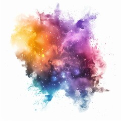 Wall Mural - colorful abstract universe with nebula clouds and stars exploding on white background