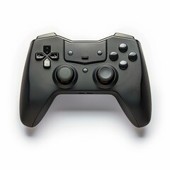 Poster - Black game controller laying on a white background