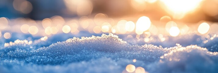 Poster - delicate snow covers the ground, sparkling under the warm morning sunlight, creating a serene and pe