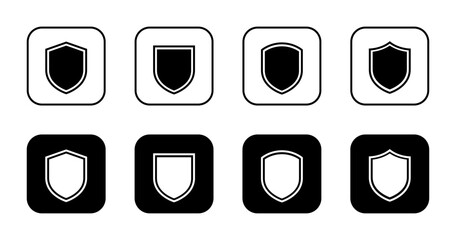 Fototapete - Shield guard icon set on black square. Defence, security sign symbol