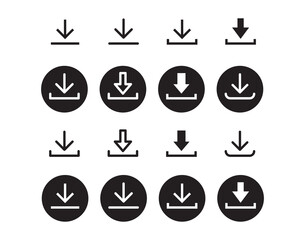 Wall Mural - Download icon symbol. Round sign down arrow. Download icon for apps, websites interface.