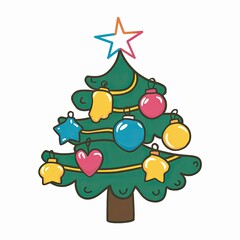 Wall Mural - christmas tree with decorations